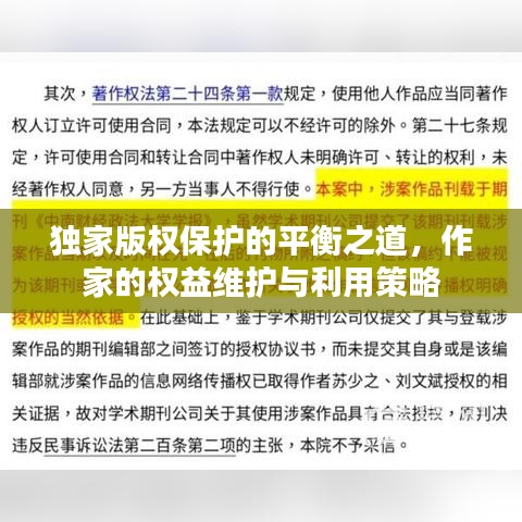 獨家版權(quán)保護(hù)的平衡之道，作家的權(quán)益維護(hù)與利用策略