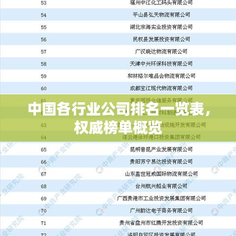 中國各行業(yè)公司排名一覽表，權(quán)威榜單概覽