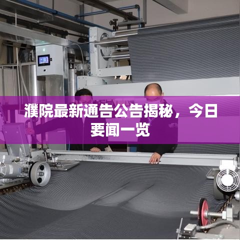 濮院最新通告公告揭秘，今日要聞一覽